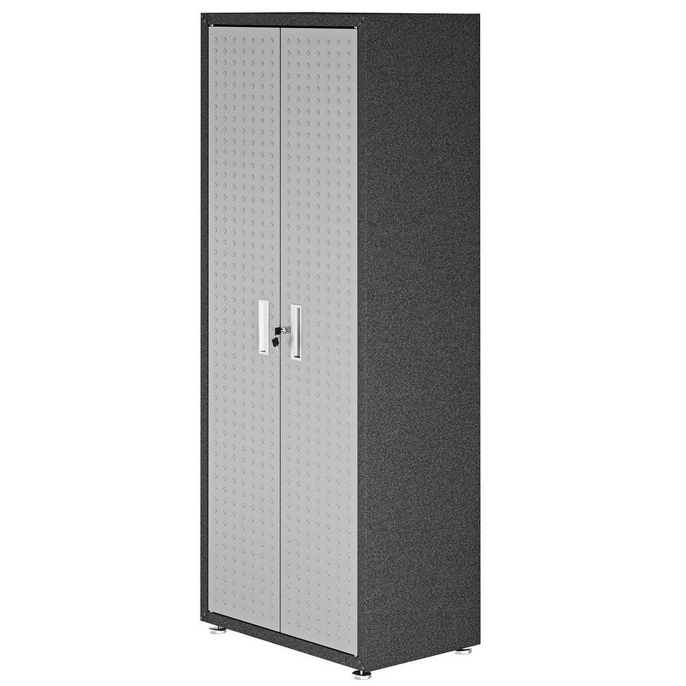 Fortress Textured Metal 75.4" Garage Cabinet with 4 Adjustable Shelves in Grey