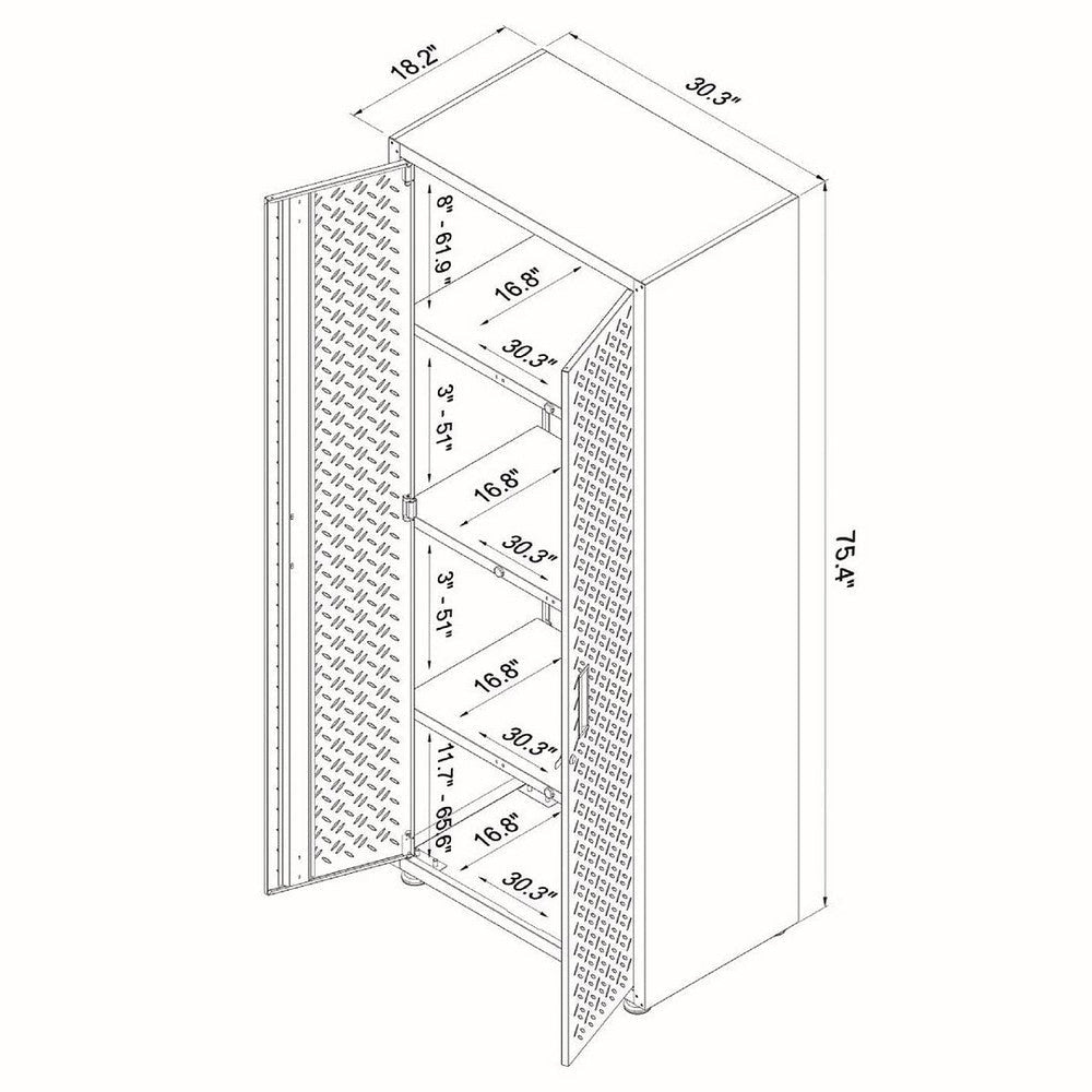 Fortress Textured Metal 75.4’’ Garage Cabinet with 4 Adjustable Shelves in Grey MHC-1GMCF