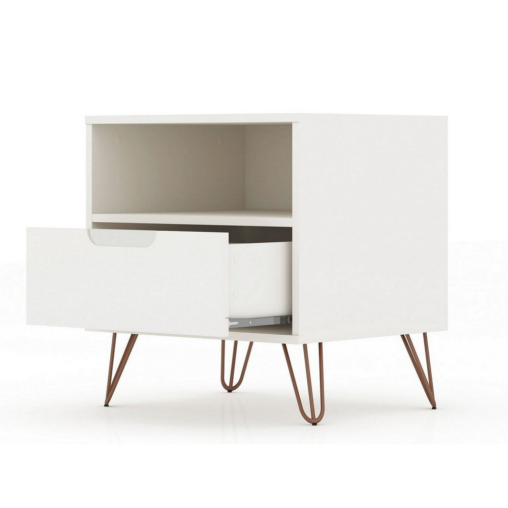 Rockefeller 1-Drawer White Nightstand (Set of 2) MHC-2-101GMC1