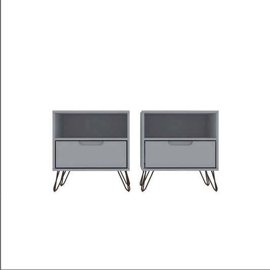 Rockefeller 1-Drawer White Nightstand (Set of 2)