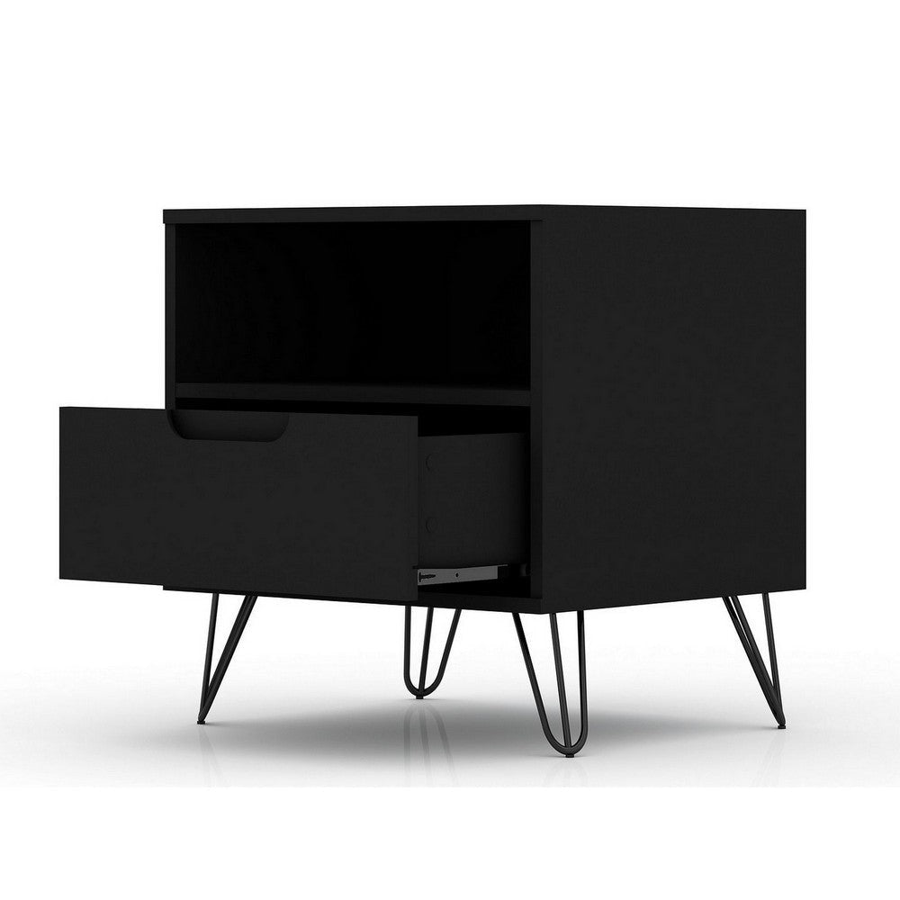Rockefeller 1-Drawer Black Nightstand (Set of 2) MHC-2-101GMC2