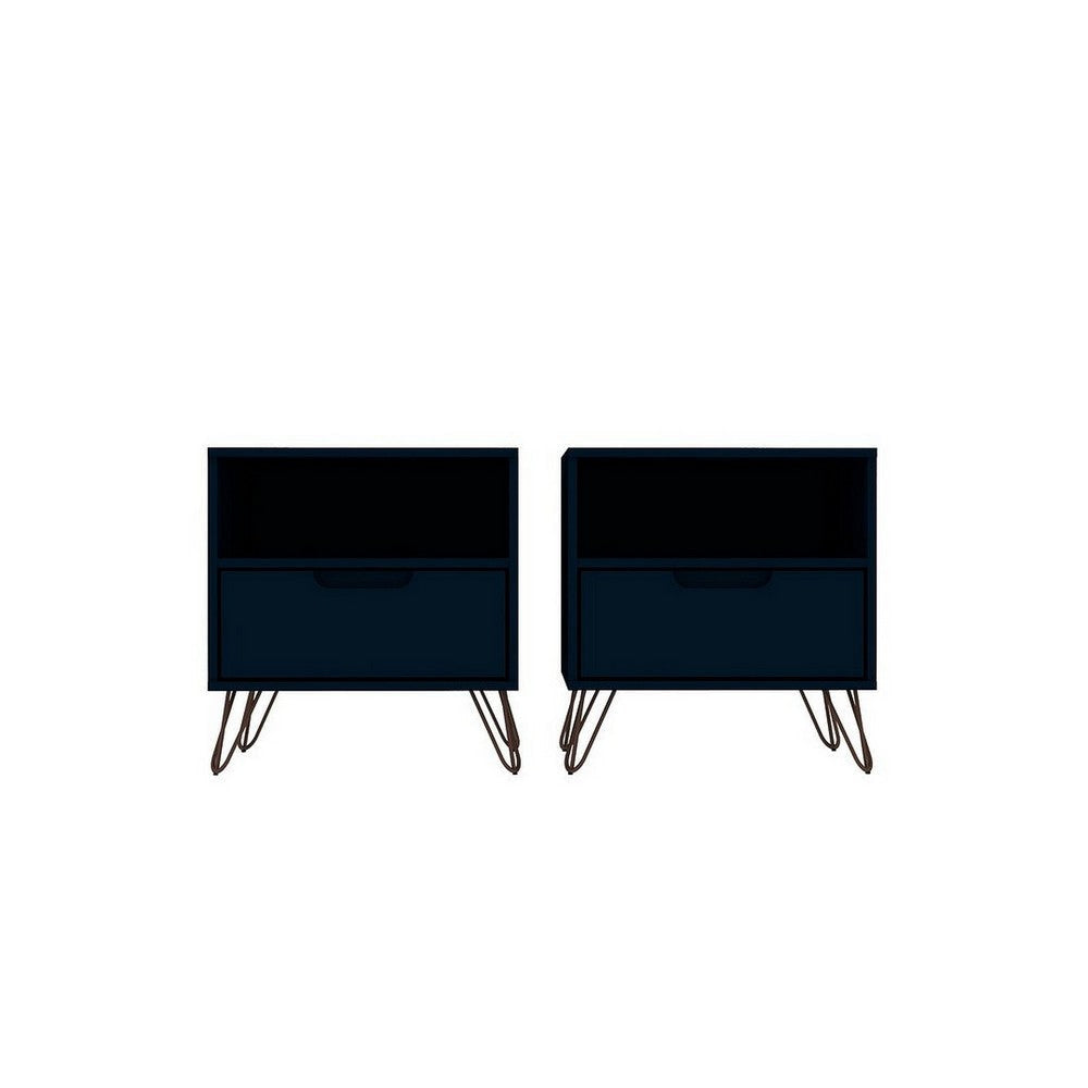 Rockefeller 1-Drawer Tatiana Midnight Blue Nightstand (Set of 2)