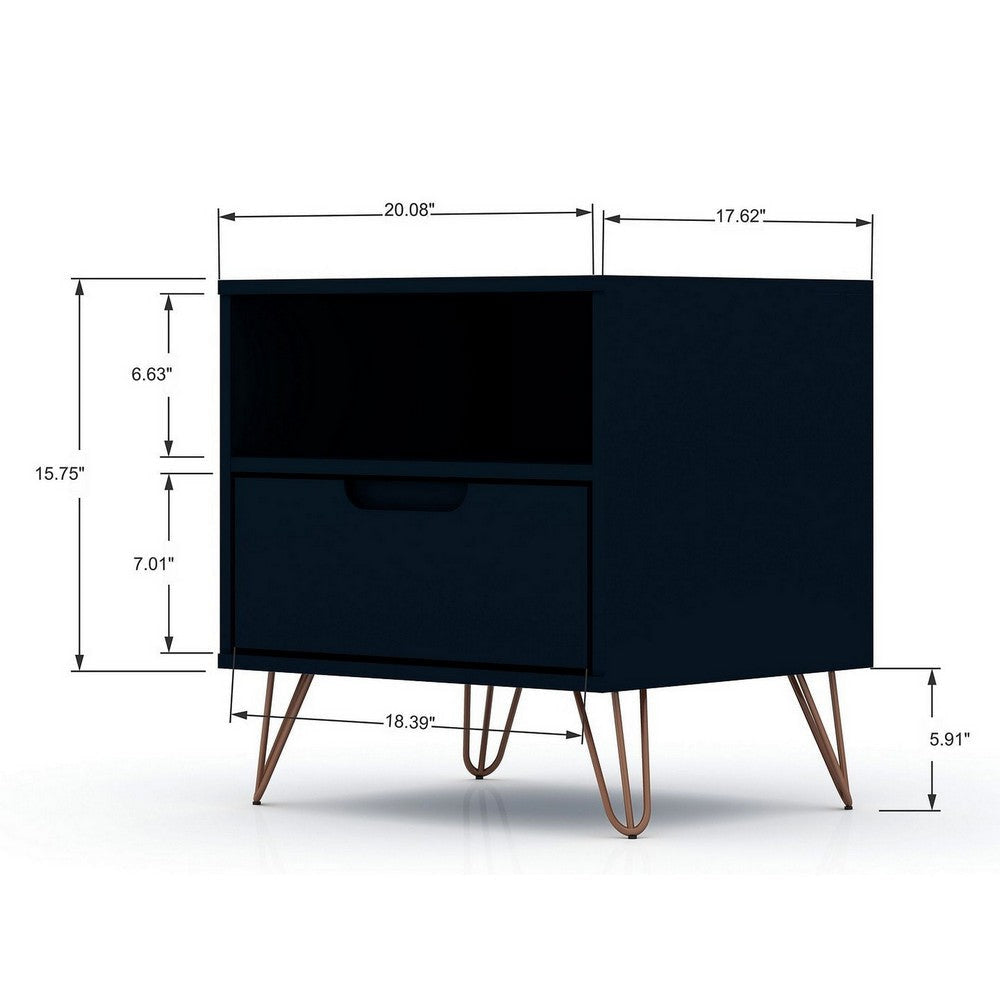 Rockefeller 1-Drawer Tatiana Midnight Blue Nightstand (Set of 2) MHC-2-101GMC4