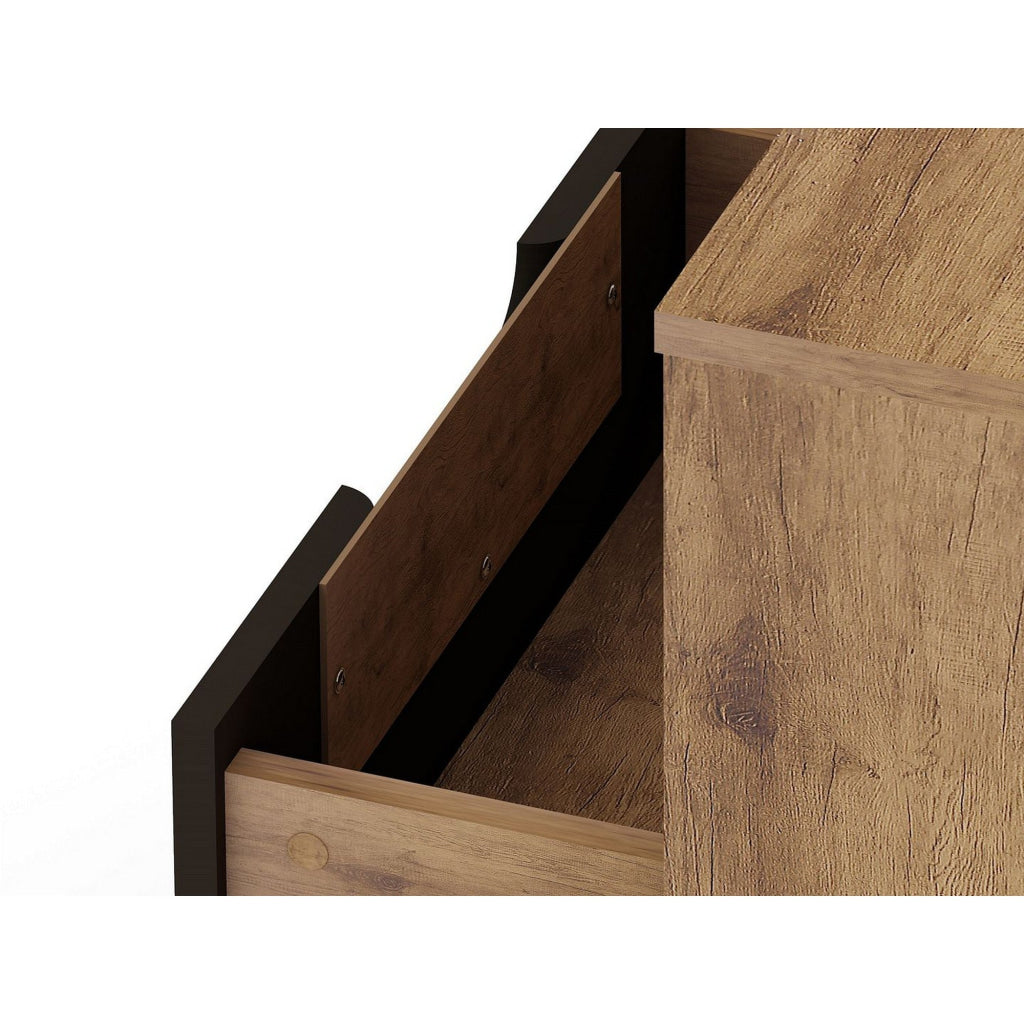 Rockefeller 1-Drawer Nature and Textured Grey Nightstand (Set of 2) MHC-2-101GMC7