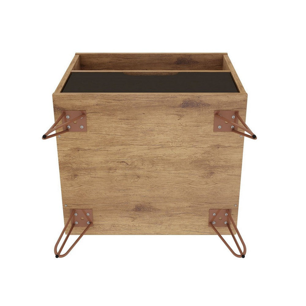 Rockefeller 1-Drawer Nature and Textured Grey Nightstand (Set of 2) MHC-2-101GMC7
