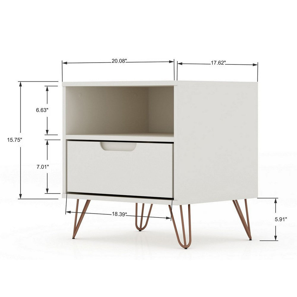 Rockefeller 1-Drawer Off White and Nature Nightstand (Set of 2) MHC-2-101GMC8