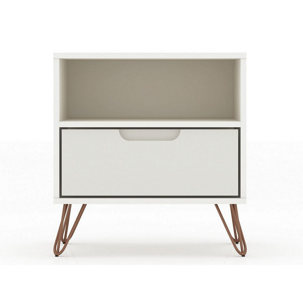 Rockefeller 1-Drawer Off White and Nature Nightstand (Set of 2) MHC-2-101GMC8