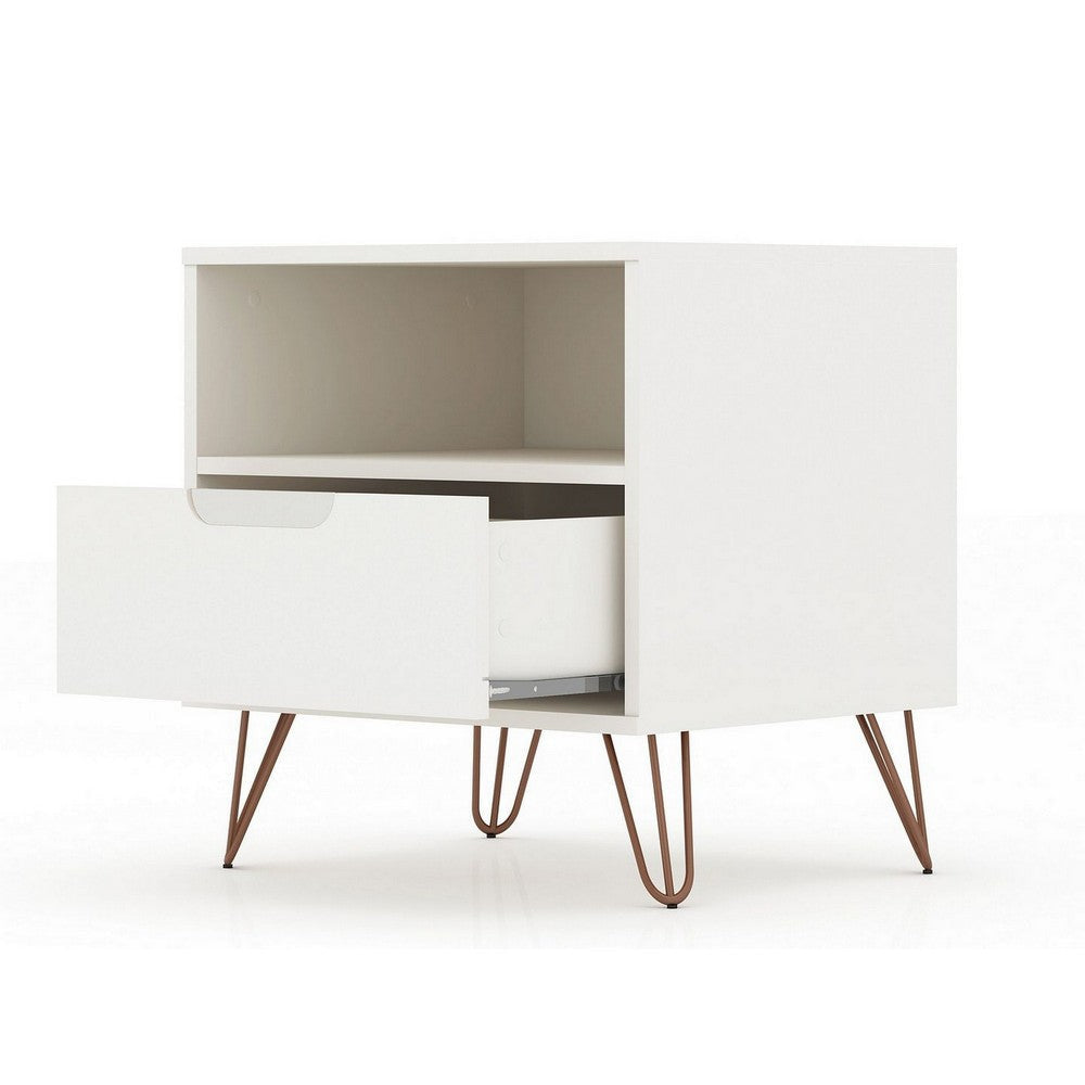 Rockefeller 1-Drawer Off White and Nature Nightstand (Set of 2) MHC-2-101GMC8