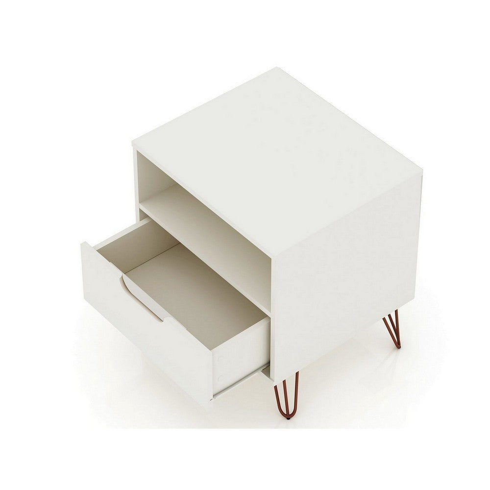 Rockefeller 1-Drawer Off White and Nature Nightstand (Set of 2) MHC-2-101GMC8