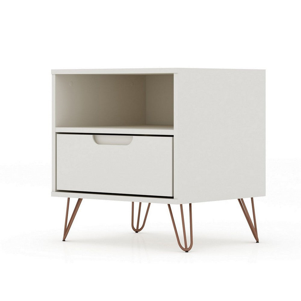 Rockefeller 1-Drawer Off White and Nature Nightstand (Set of 2) MHC-2-101GMC8
