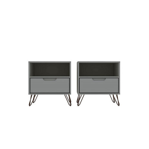 Rockefeller 1-Drawer Off White and Nature Nightstand (Set of 2)