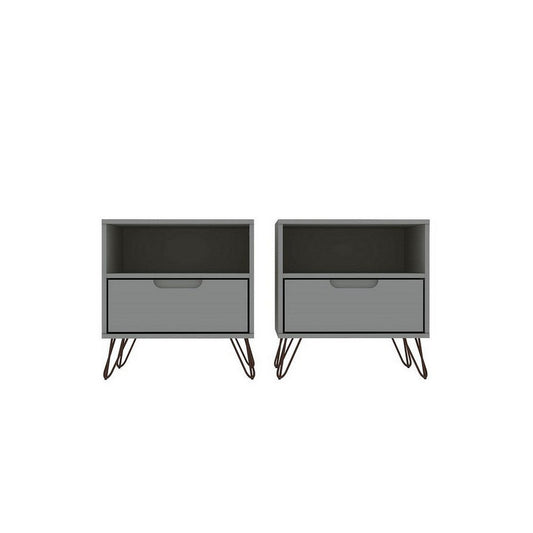 Rockefeller 1-Drawer Off White and Nature Nightstand (Set of 2)