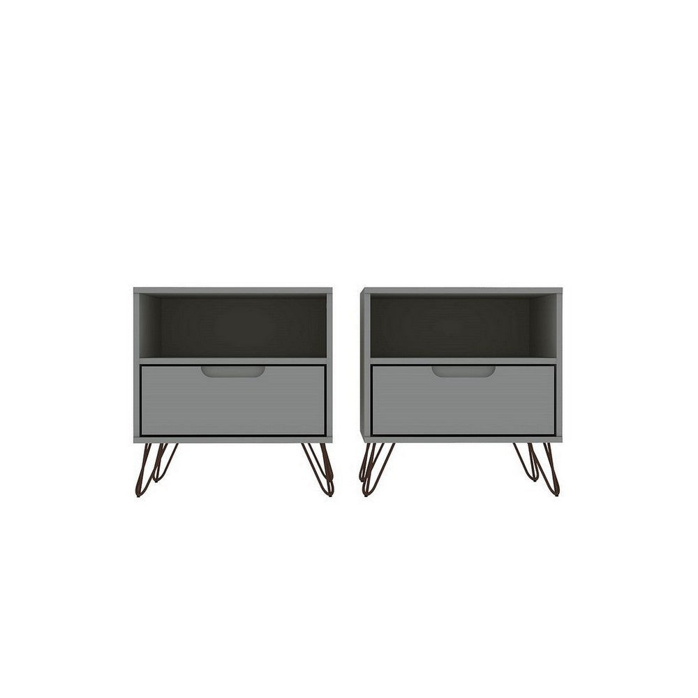 Rockefeller 1-Drawer Off White and Nature Nightstand (Set of 2)