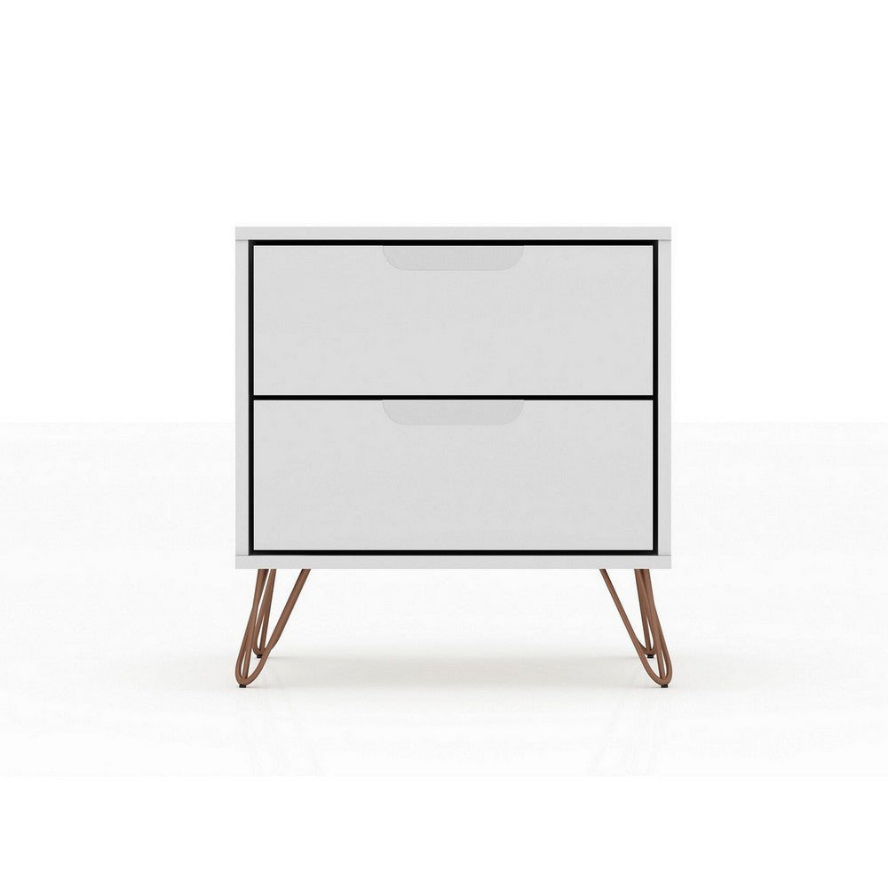 Rockefeller 2-Drawer White Nightstand (Set of 2) MHC-2-102GMC1