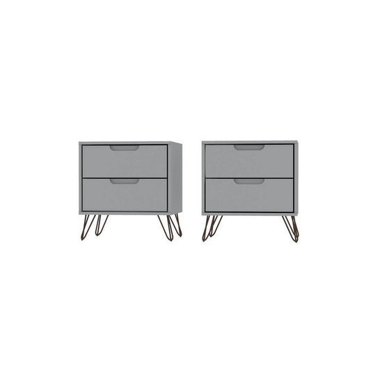 Rockefeller 2-Drawer White Nightstand (Set of 2)