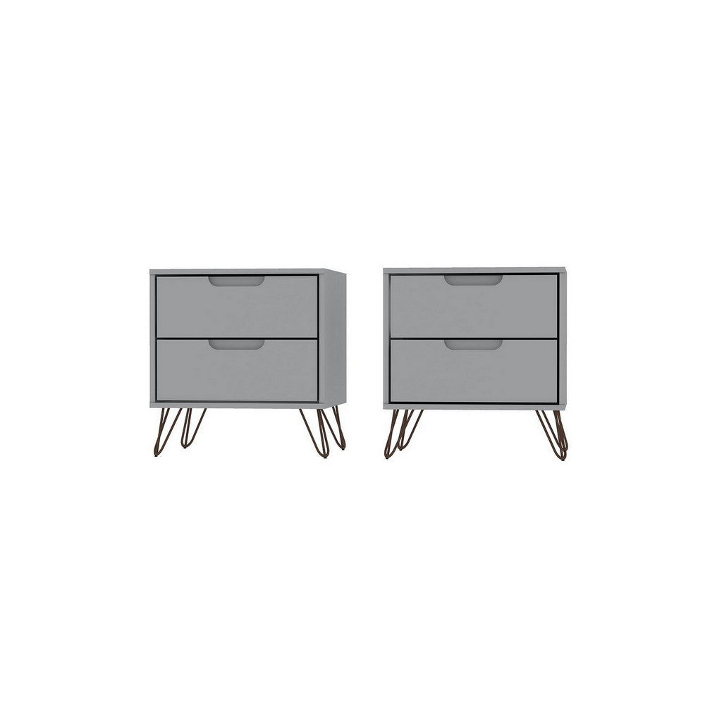 Rockefeller 2-Drawer White Nightstand (Set of 2)