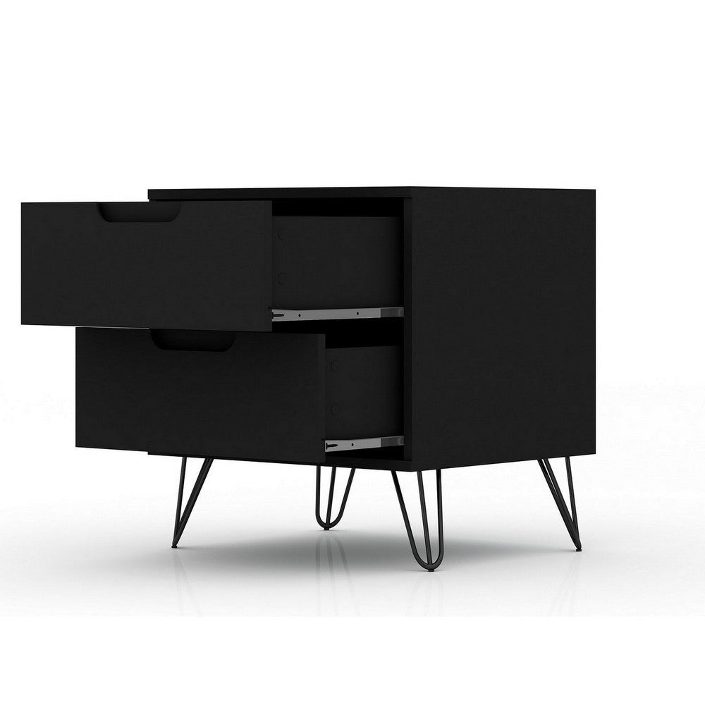 Rockefeller 2-Drawer Black Nightstand (Set of 2) MHC-2-102GMC2