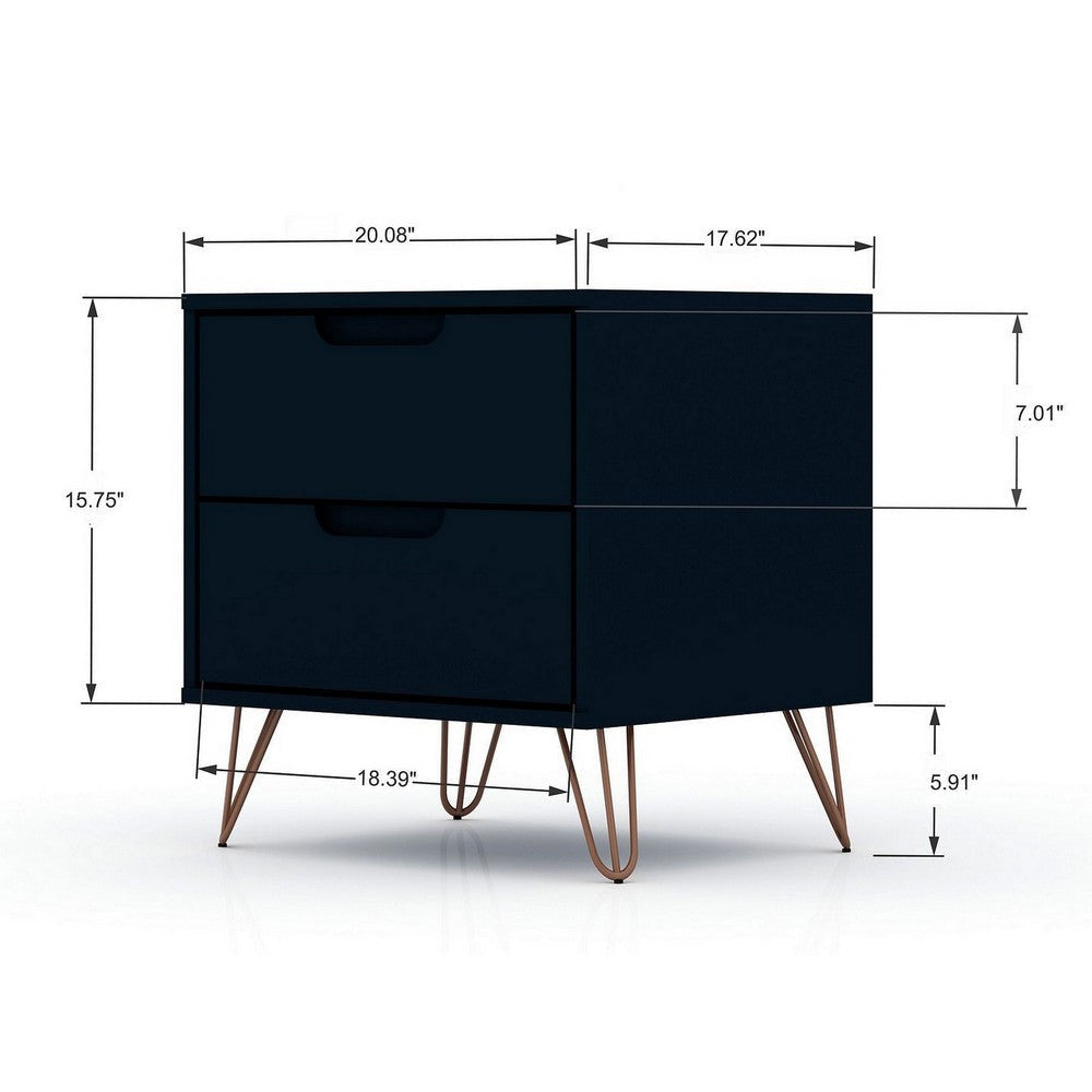 Rockefeller 2-Drawer Tatiana Midnight Blue Nightstand (Set of 2) MHC-2-102GMC4