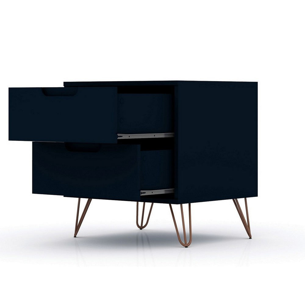 Rockefeller 2-Drawer Tatiana Midnight Blue Nightstand (Set of 2) MHC-2-102GMC4