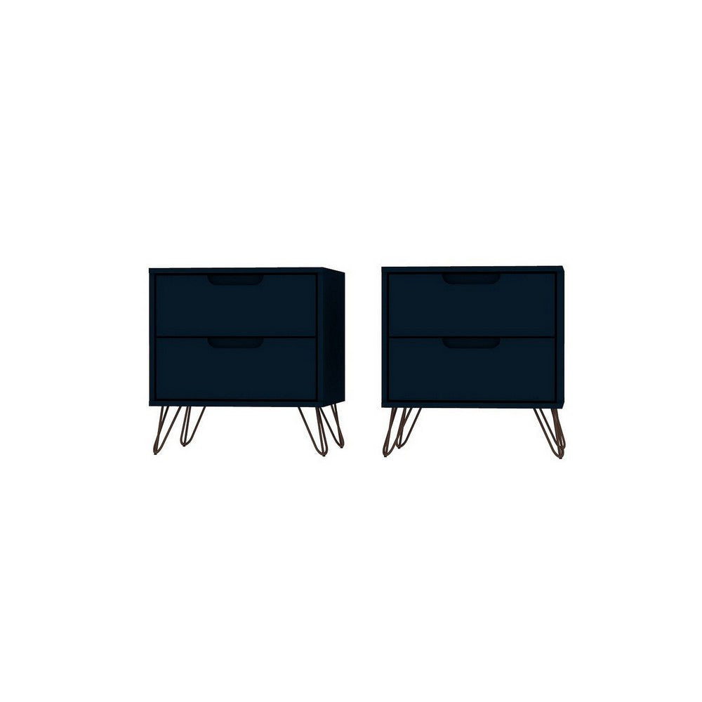 Rockefeller 2-Drawer Tatiana Midnight Blue Nightstand (Set of 2)