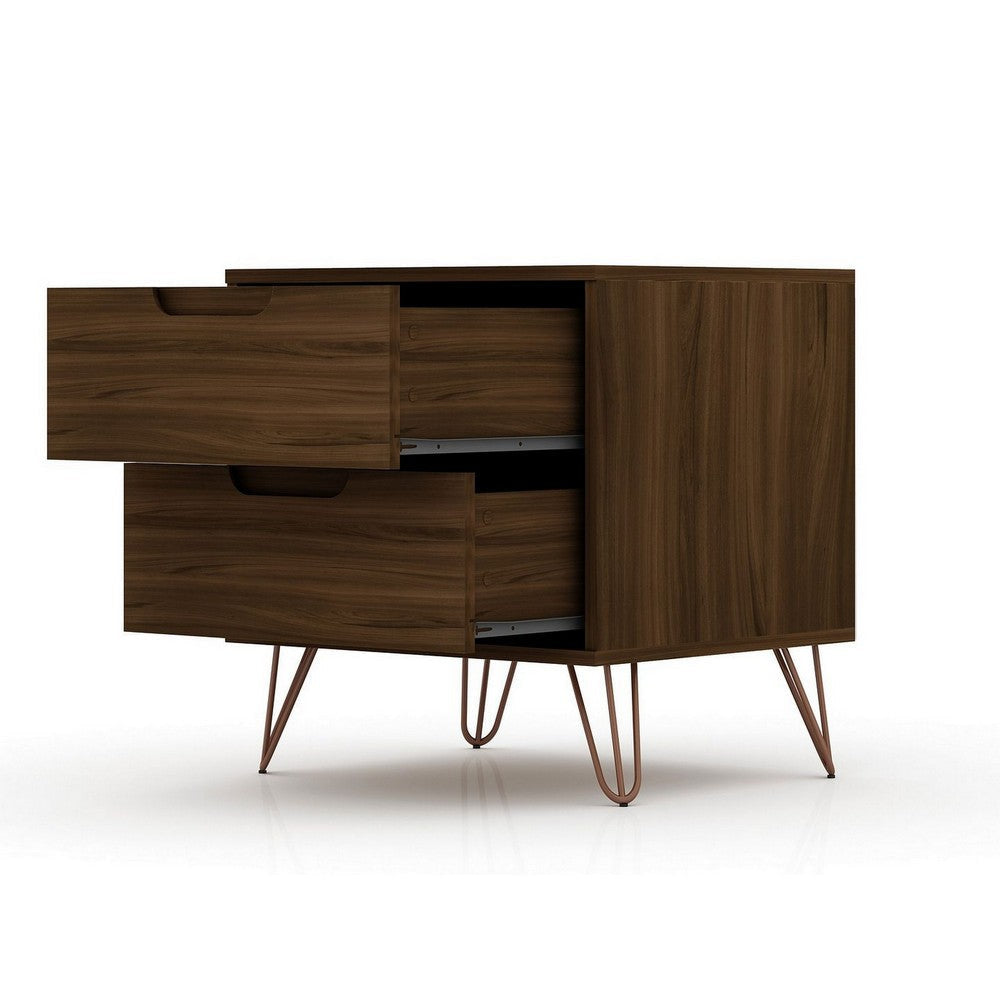Rockefeller 2-Drawer Brown Nightstand (Set of 2) MHC-2-102GMC5