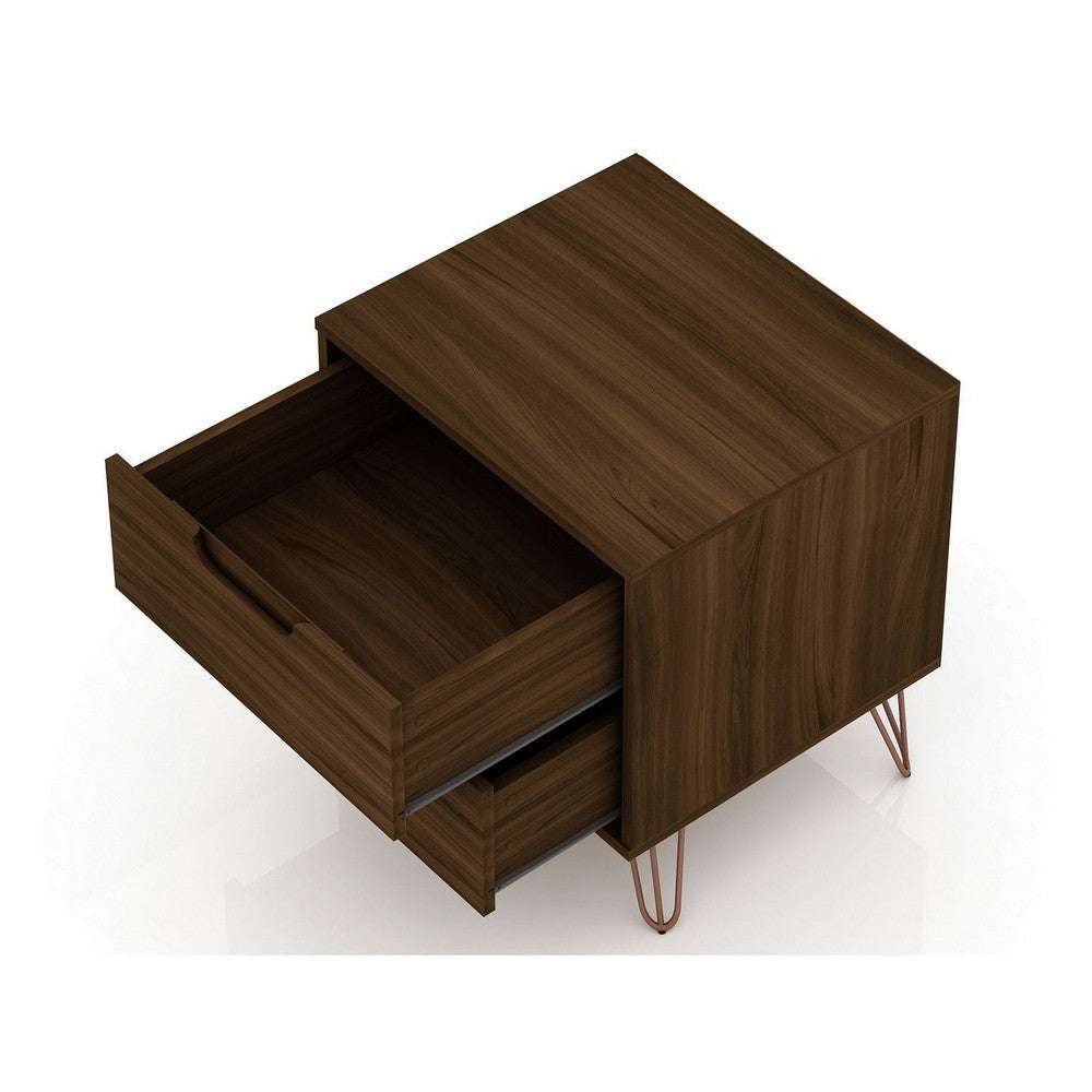 Rockefeller 2-Drawer Brown Nightstand (Set of 2) MHC-2-102GMC5