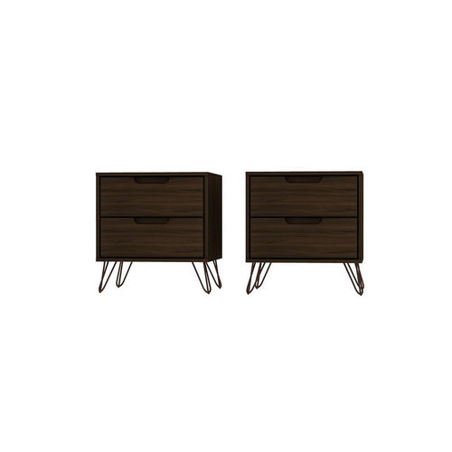 Rockefeller 2-Drawer Brown Nightstand (Set of 2)