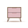 Rockefeller 2-Drawer Nature and Rose Pink Nightstand (Set of 2) MHC-2-102GMC6