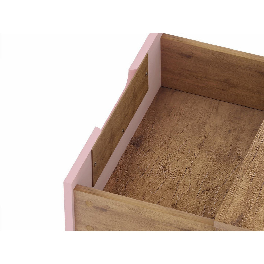 Rockefeller 2-Drawer Nature and Rose Pink Nightstand (Set of 2) MHC-2-102GMC6