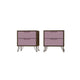 Rockefeller 2-Drawer Nature and Rose Pink Nightstand (Set of 2)