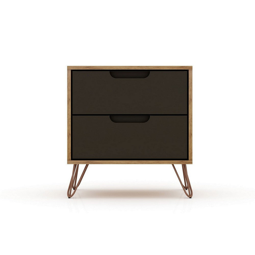 Rockefeller 2-Drawer Nature and Textured Grey Nightstand (Set of 2) MHC-2-102GMC7