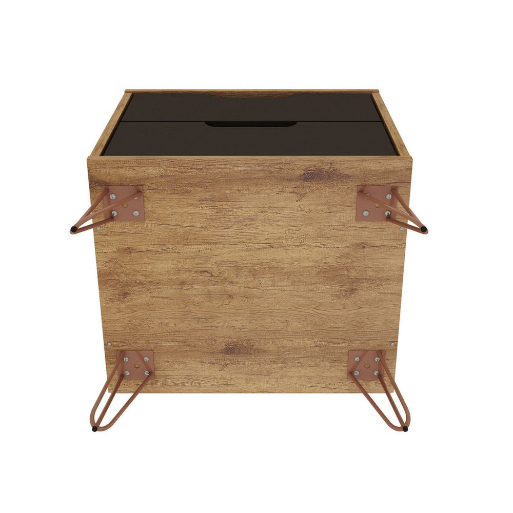 Rockefeller 2-Drawer Nature and Textured Grey Nightstand (Set of 2) MHC-2-102GMC7