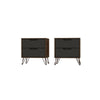Rockefeller 2-Drawer Nature and Textured Grey Nightstand (Set of 2)