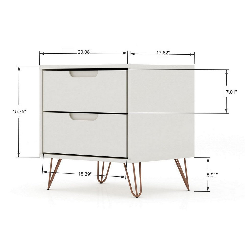 Rockefeller 2-Drawer Off White and Nature Nightstand (Set of 2) MHC-2-102GMC8