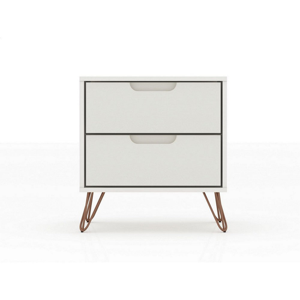 Rockefeller 2-Drawer Off White and Nature Nightstand (Set of 2) MHC-2-102GMC8