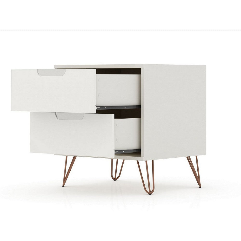 Rockefeller 2-Drawer Off White and Nature Nightstand (Set of 2) MHC-2-102GMC8