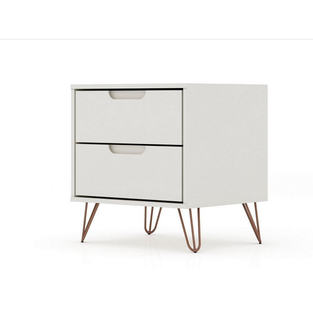 Rockefeller 2-Drawer Off White and Nature Nightstand (Set of 2) MHC-2-102GMC8