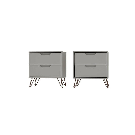 Rockefeller 2-Drawer Off White and Nature Nightstand (Set of 2)