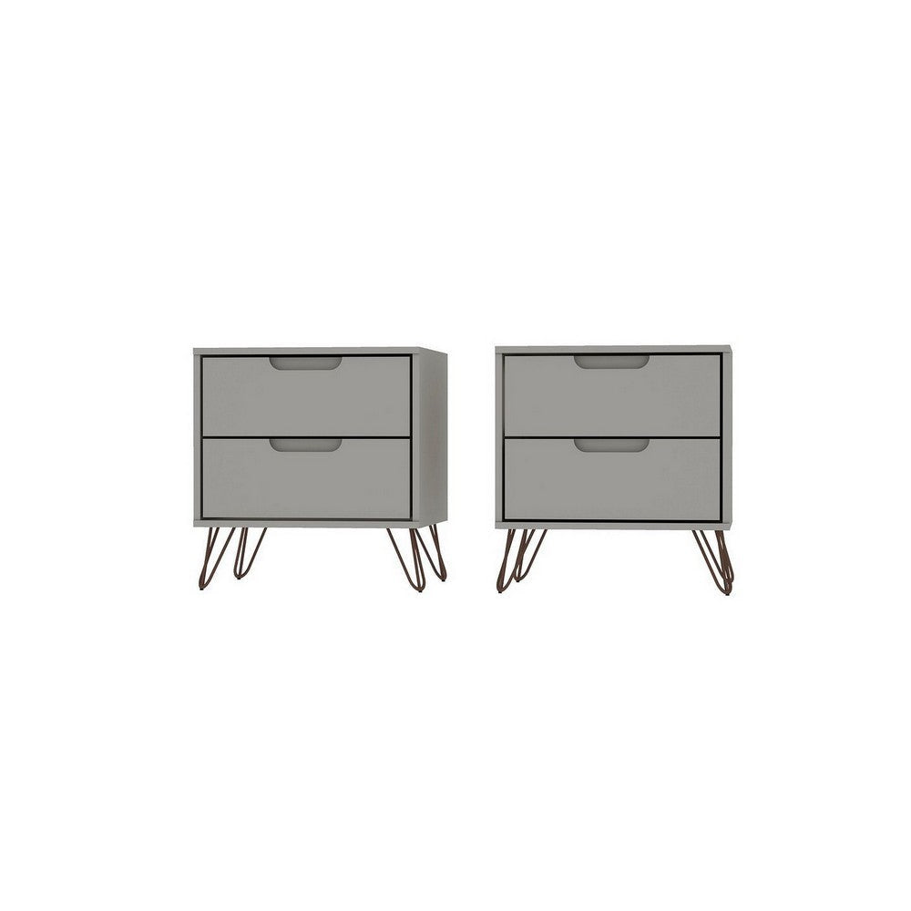 Rockefeller 2-Drawer Off White and Nature Nightstand (Set of 2)