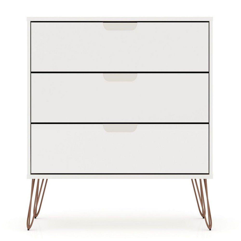 Rockefeller 3-Drawer White Dresser (Set of 2) MHC-2-103GMC1