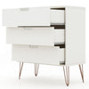 Rockefeller 3-Drawer White Dresser (Set of 2) MHC-2-103GMC1