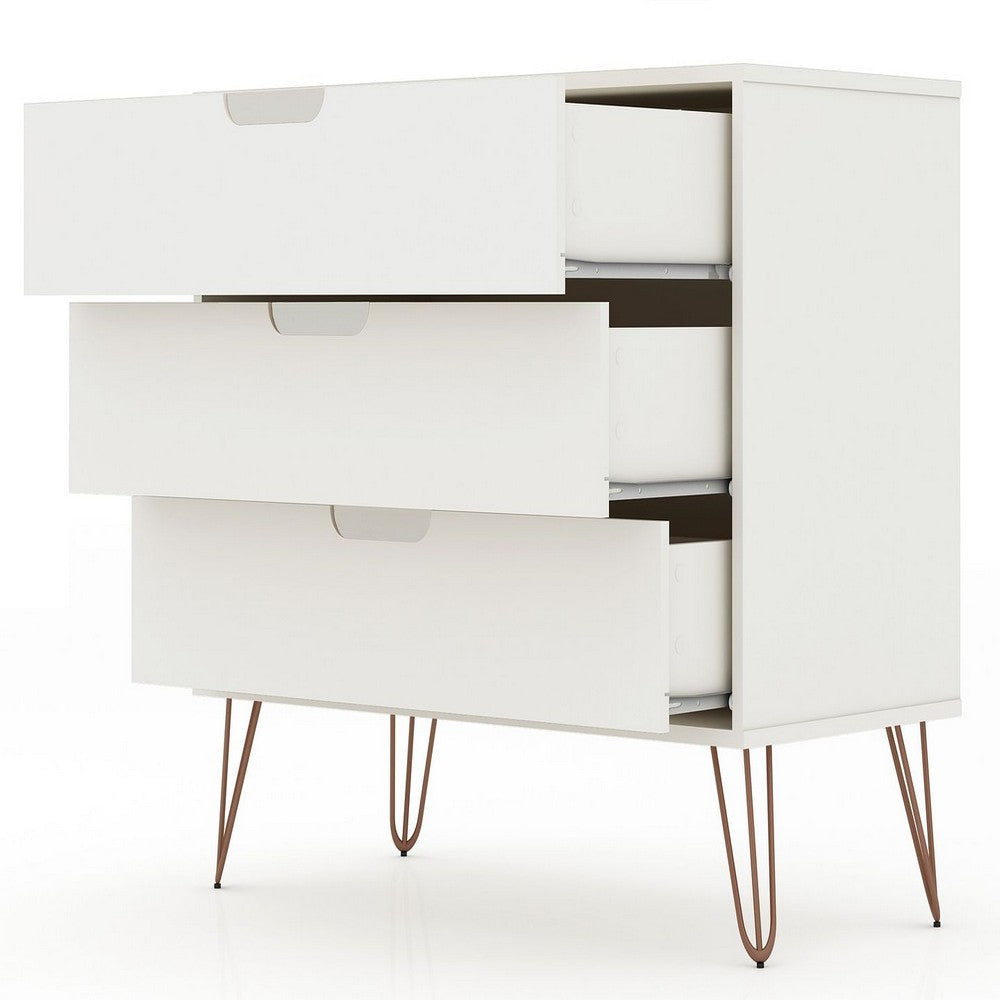 Rockefeller 3-Drawer White Dresser (Set of 2) MHC-2-103GMC1