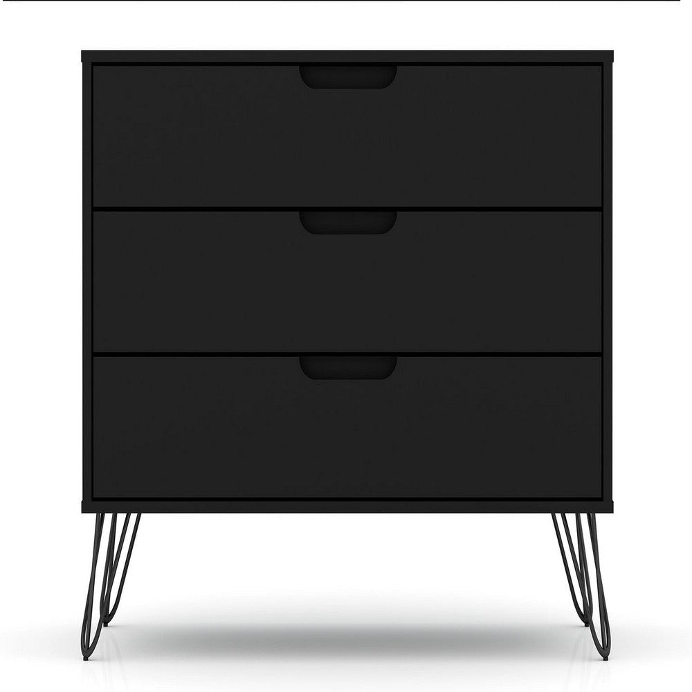 Rockefeller 3-Drawer Black Dresser (Set of 2) MHC-2-103GMC2