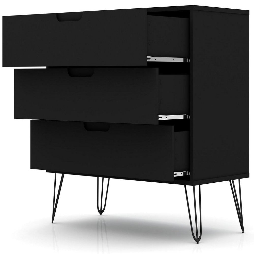 Rockefeller 3-Drawer Black Dresser (Set of 2) MHC-2-103GMC2