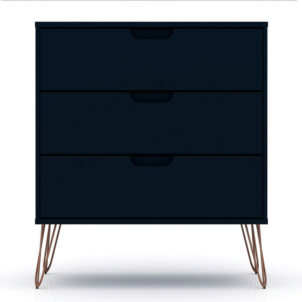 Rockefeller 3-Drawer Tatiana Midnight Blue Dresser (Set of 2) MHC-2-103GMC4