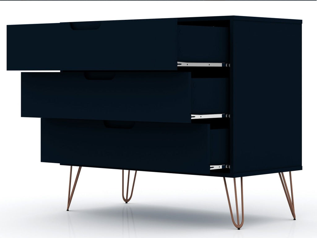Rockefeller 3-Drawer Tatiana Midnight Blue Dresser (Set of 2) MHC-2-103GMC4