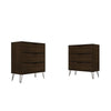 Rockefeller 3-Drawer Brown Dresser (Set of 2)