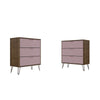 Rockefeller 3-Drawer Nature and Rose Pink Dresser (Set of 2)