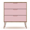 Rockefeller 3-Drawer Nature and Rose Pink Dresser (Set of 2) MHC-2-103GMC6