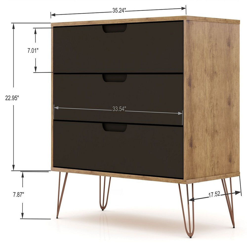 Rockefeller 3-Drawer Nature and Textured Grey Dresser (Set of 2) MHC-2-103GMC7